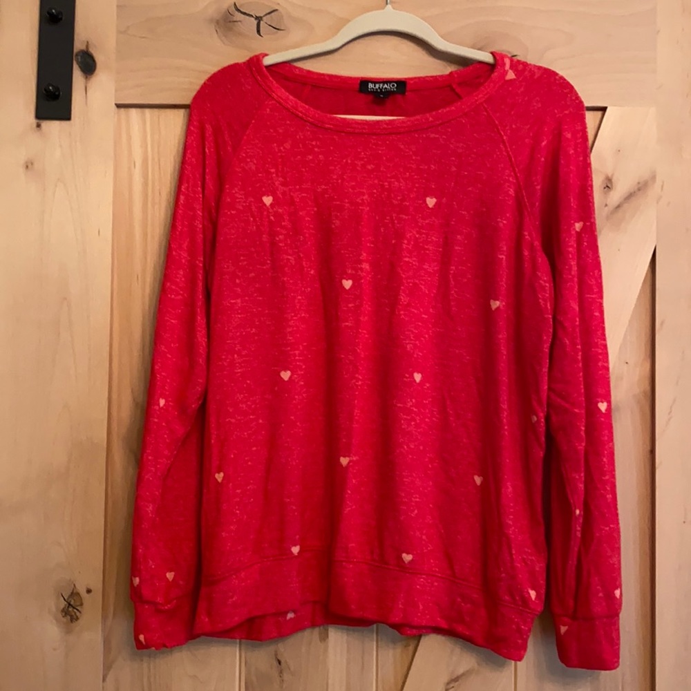 Buffalo SUPER SOFT sweater tunic red hearts MED
